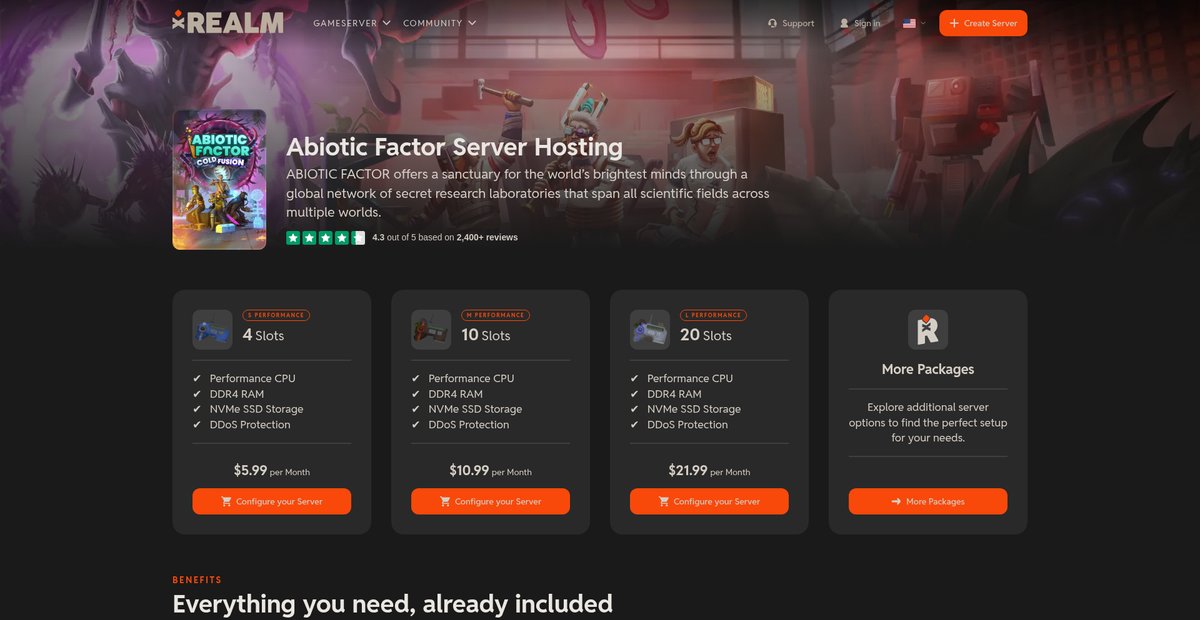 Abiotic Factor Server Hosting - xREALM Screenshot
