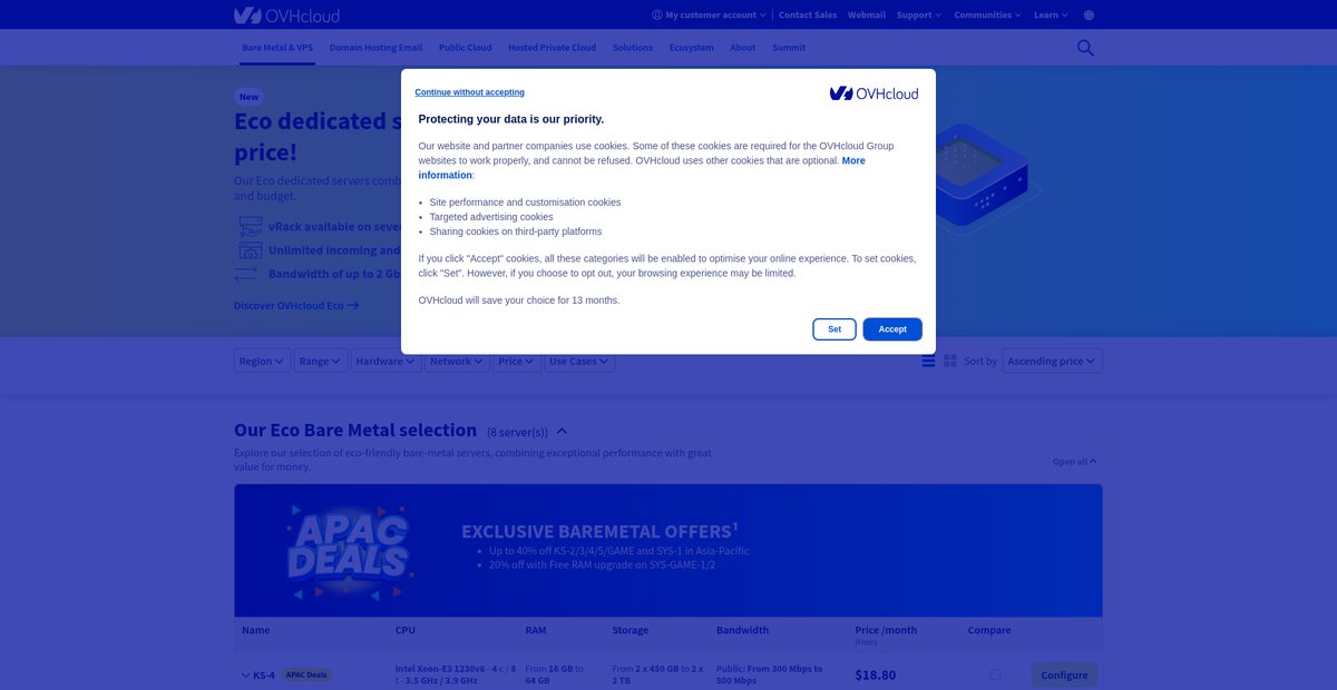 Low-cost dedicated servers Screenshot