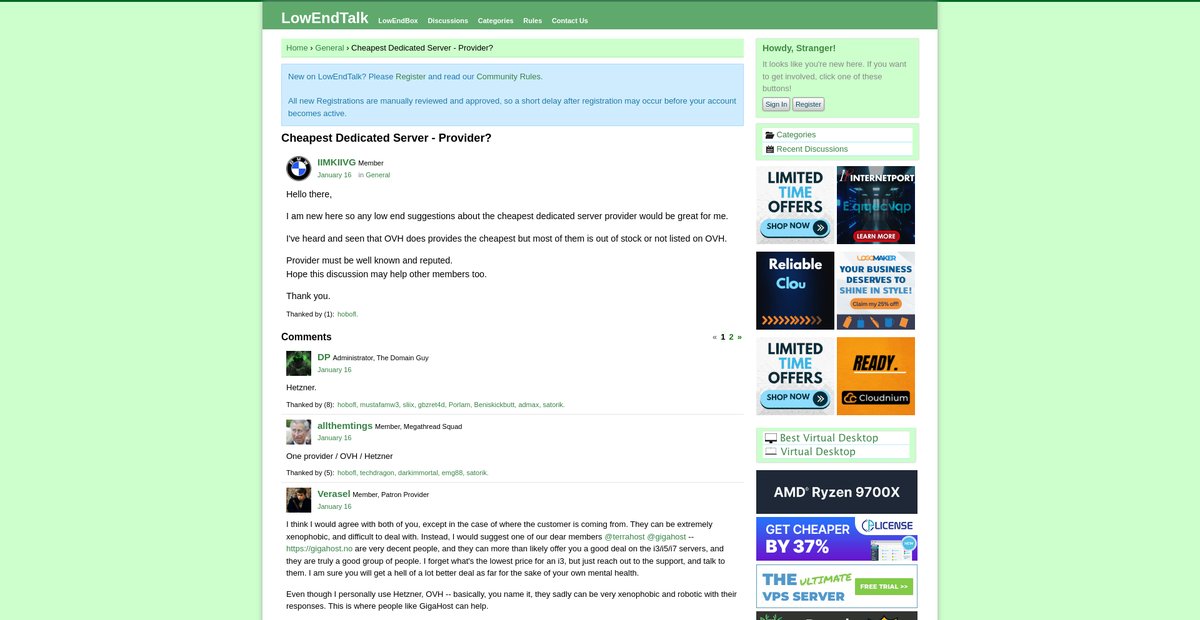 Cheapest Dedicated Server - Provider? Screenshot
