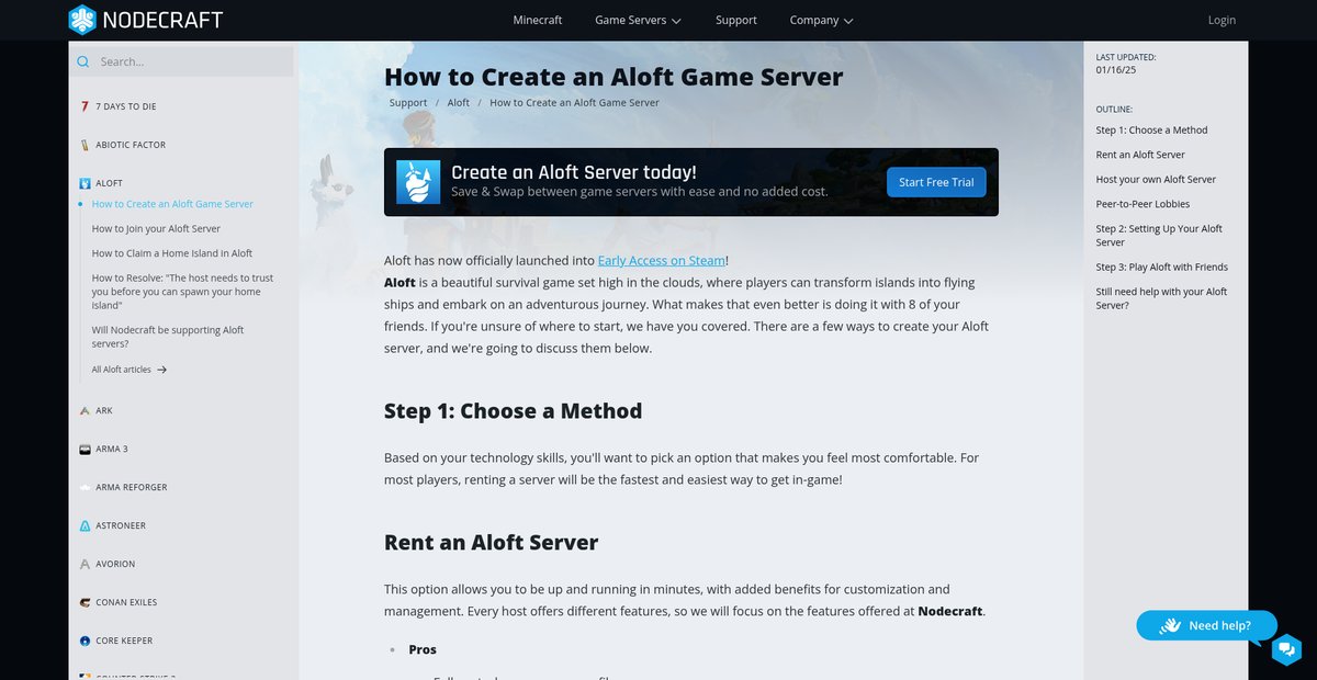 How to Create an Aloft Game Server Screenshot