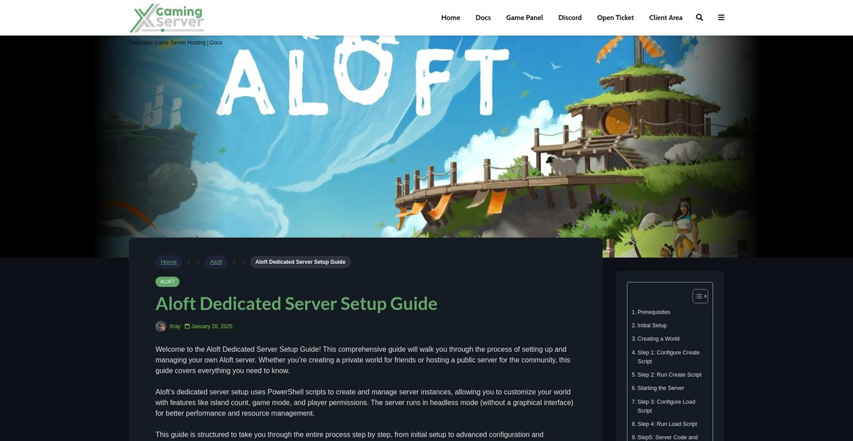 Aloft Dedicated Server Setup Guide Screenshot