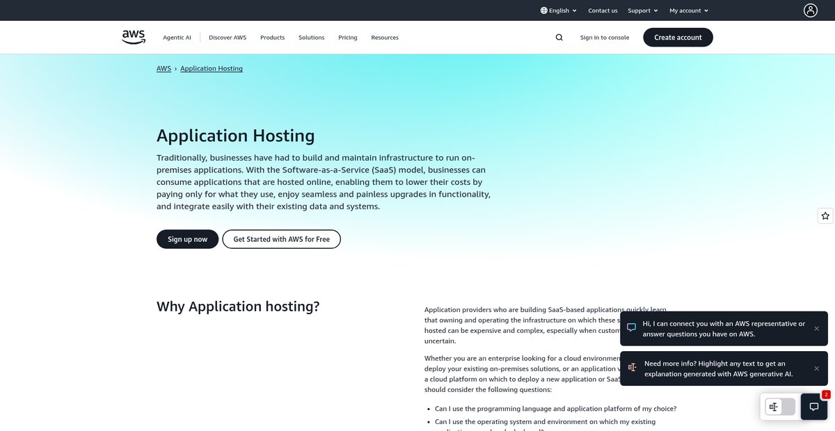 Application Hosting Screenshot