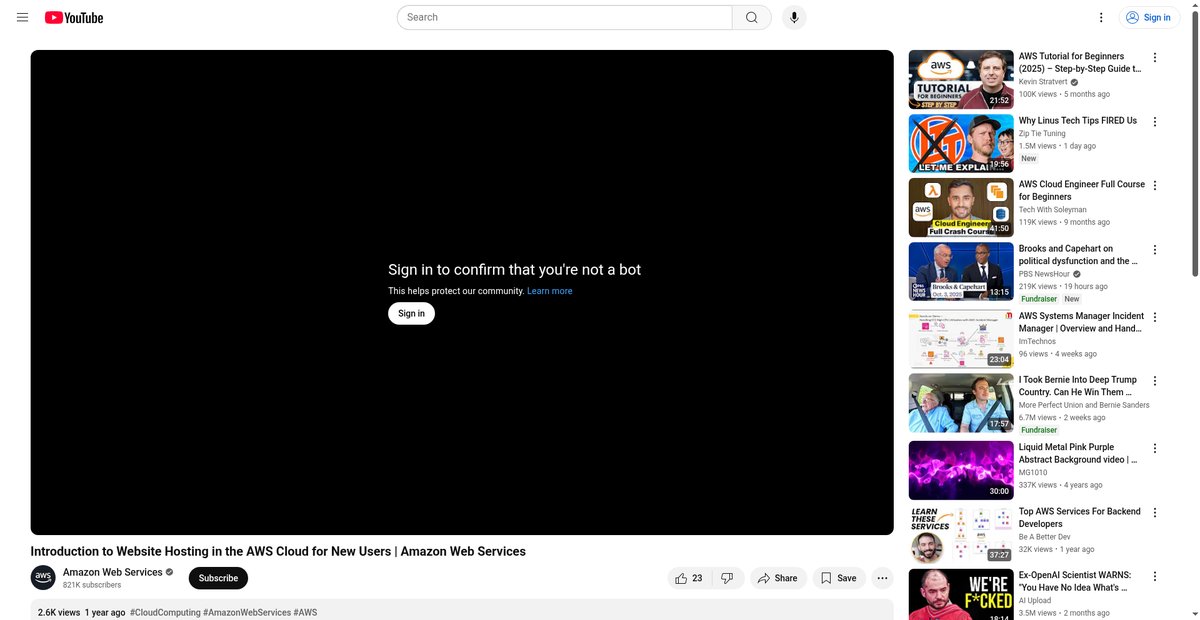 Introduction to Website Hosting in the AWS Cloud for New ... Screenshot