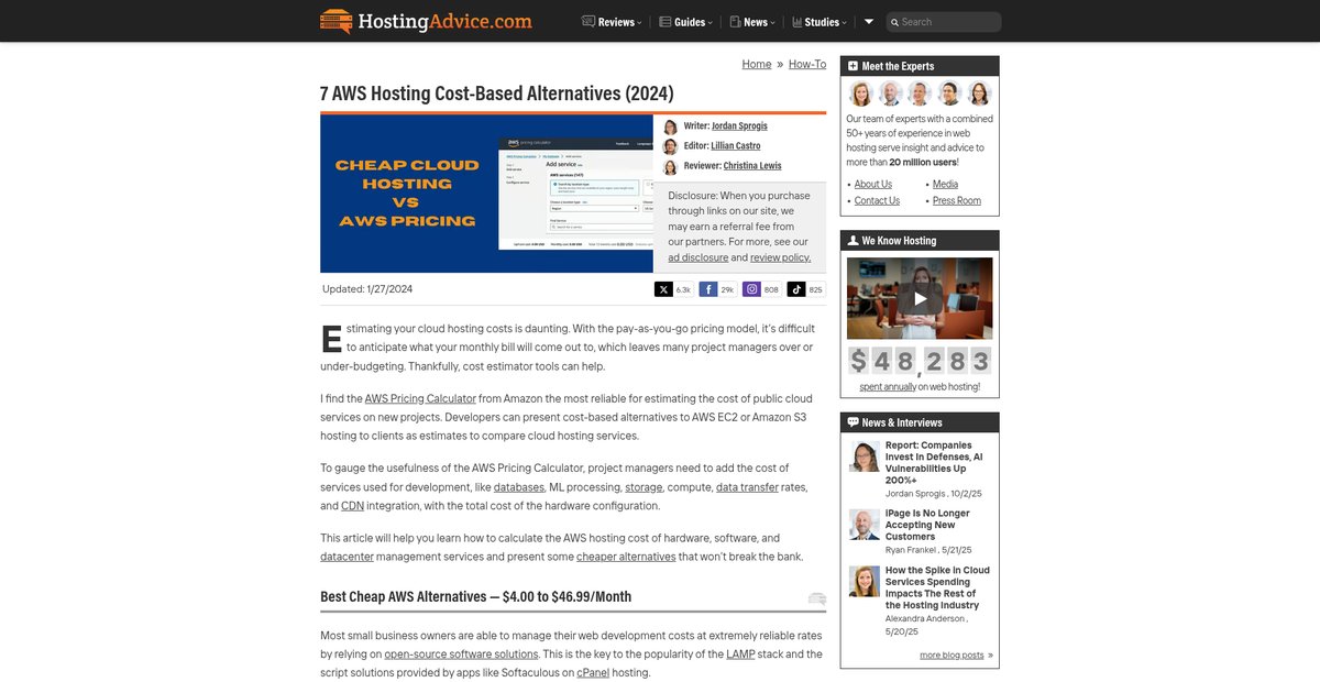 7 AWS Hosting Cost-Based Alternatives (2024) Screenshot