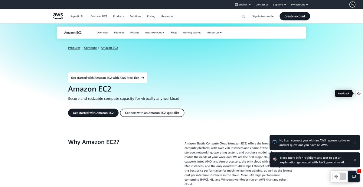 Amazon EC2 - Cloud Compute Capacity - AWS Screenshot