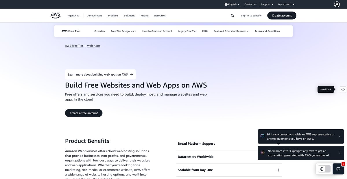 Build Free Websites and Web Apps on AWS Screenshot