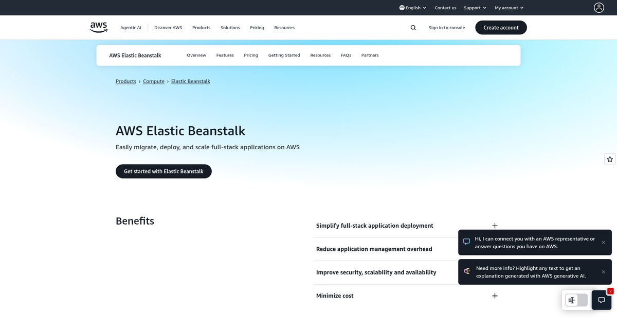 Web App Deployment - AWS Elastic Beanstalk - AWS Screenshot