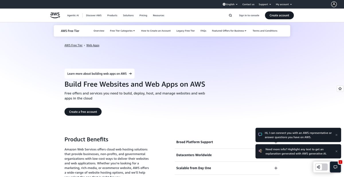 Build Free Websites and Web Apps on AWS Screenshot