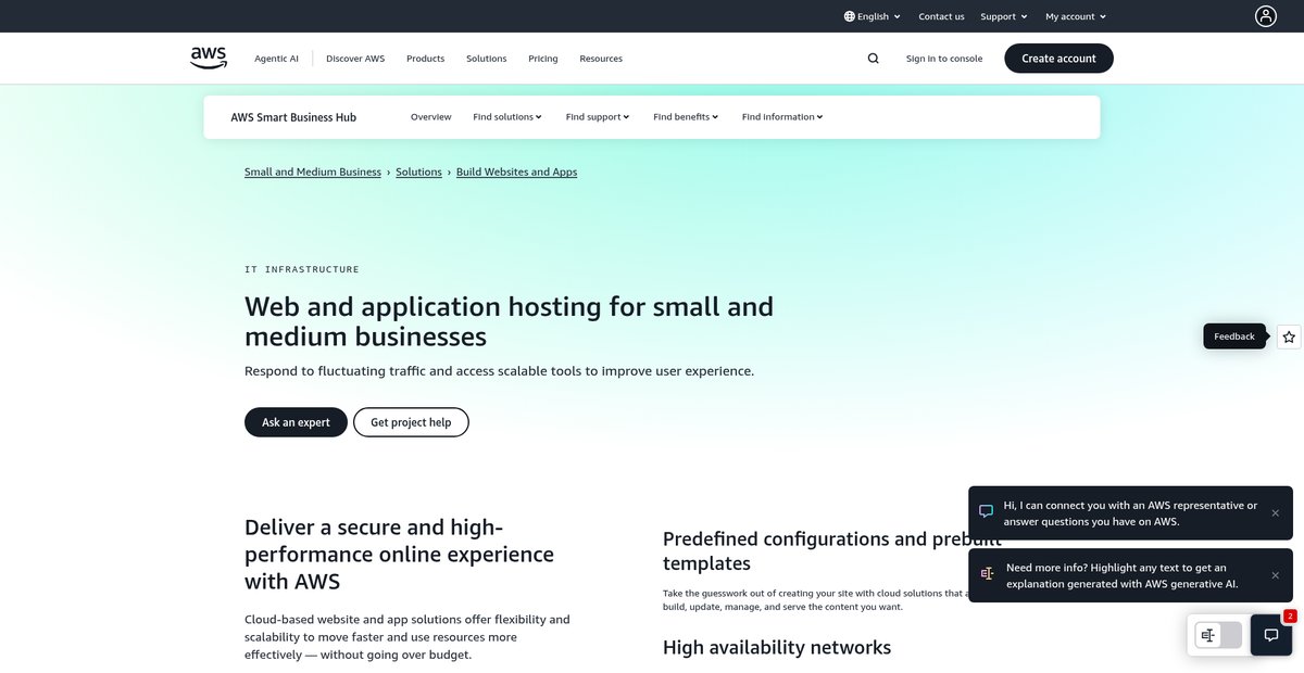 Website and App Hosting for Small and Medium Businesses Screenshot