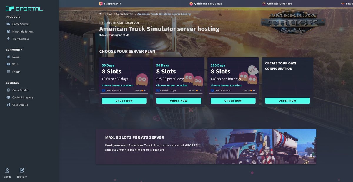 American Truck Simulator server hosting Screenshot