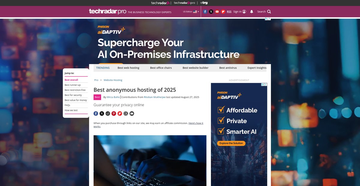 Best anonymous hosting of 2025 Screenshot