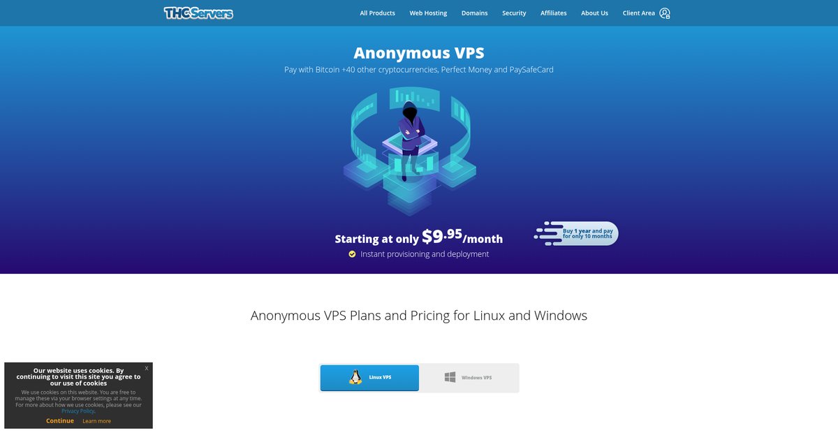 Buy Anonymous VPS - Pay with Bitcoin, Crypto, Perfect Money or PaySafeCard Screenshot