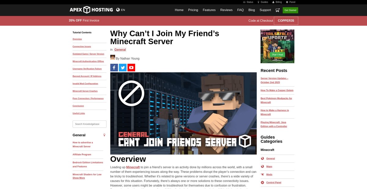 Why Can't I Join My Friend's Minecraft Server Screenshot