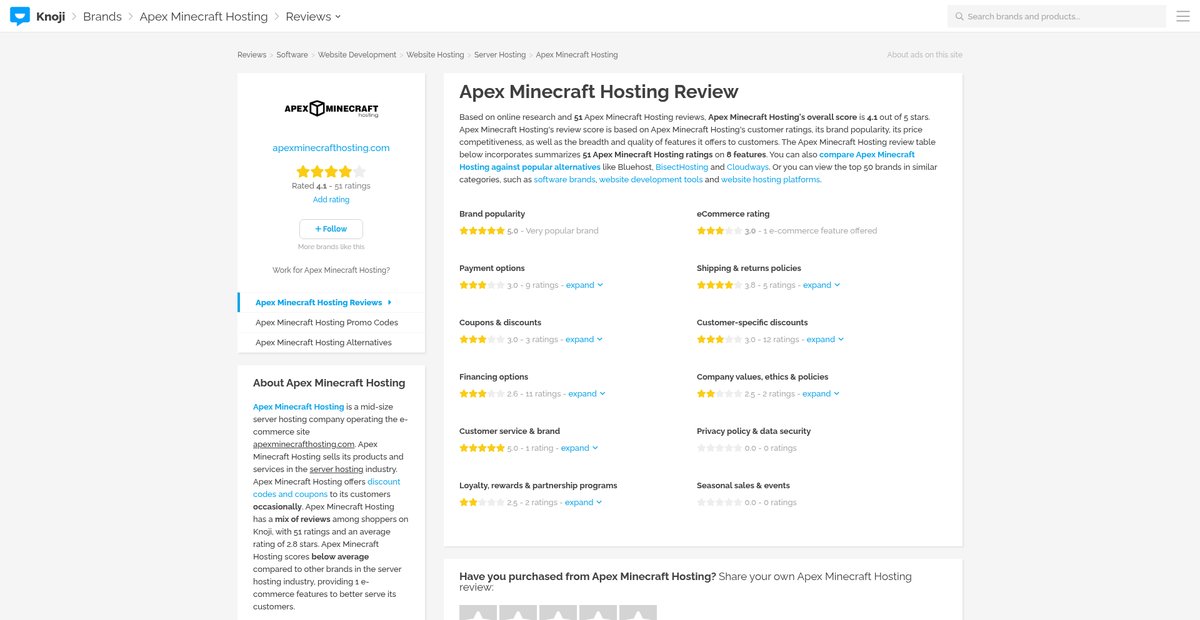 Apex Minecraft Hosting Review | Apexminecrafthosting.com Ratings & Customer Reviews – May '25 Screenshot