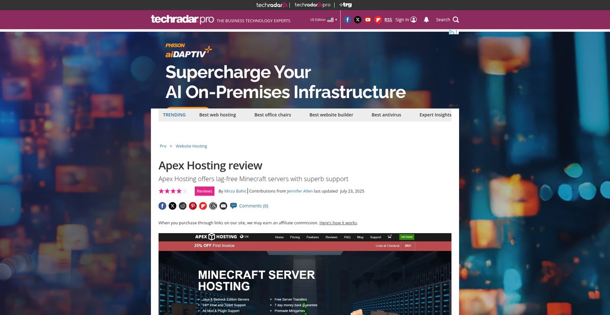 Apex Hosting review Screenshot