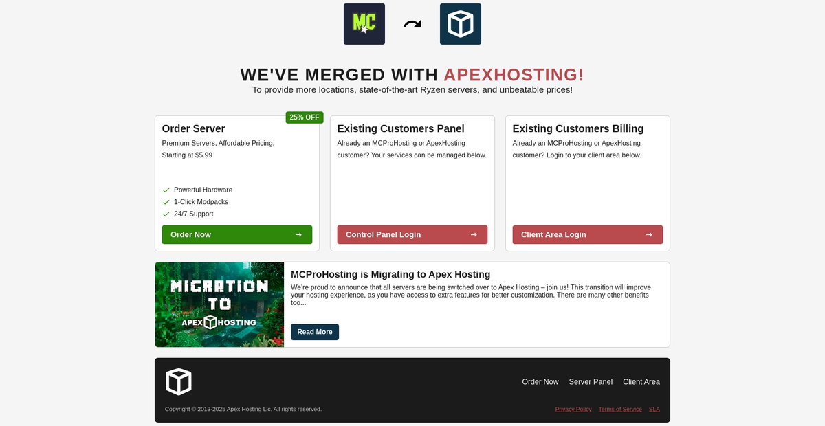 MCProHosting: Minecraft Server Hosting Screenshot