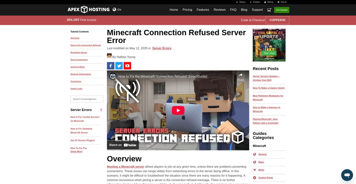 How to Fix Minecraft Connection Refused Server Error Screenshot
