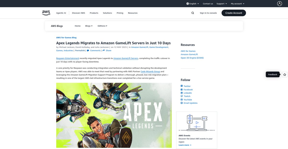 Apex Legends Migrates to Amazon GameLift Servers in Just ... Screenshot