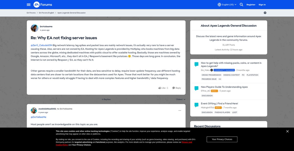 Re: Why EA not fixing server issues - Apex Legends Screenshot