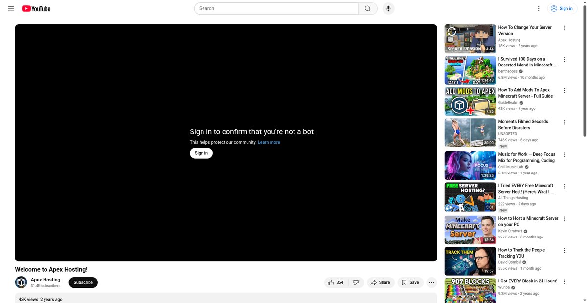 Welcome to Apex Hosting! Screenshot