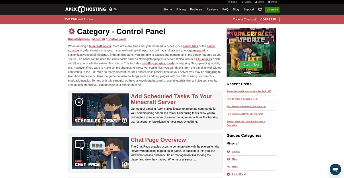Control Panel - Knowledgebase Screenshot