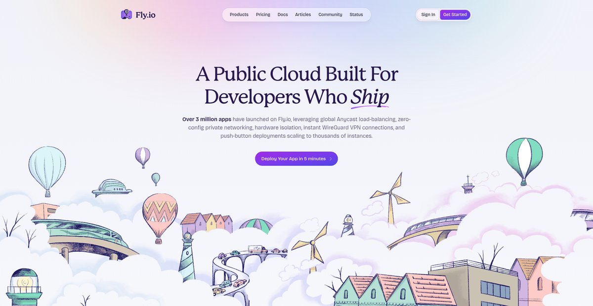 Deploy app servers close to your users · Fly Screenshot
