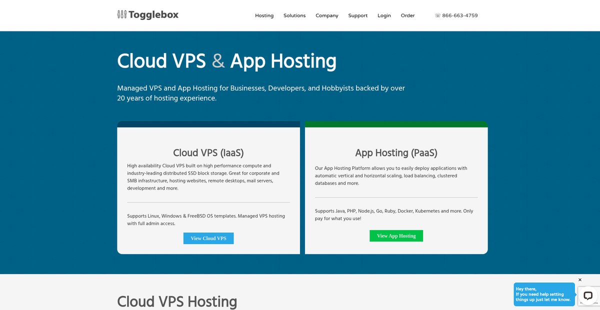 Managed Cloud VPS (IaaS) & Application Hosting (PaaS) by Togglebox Screenshot