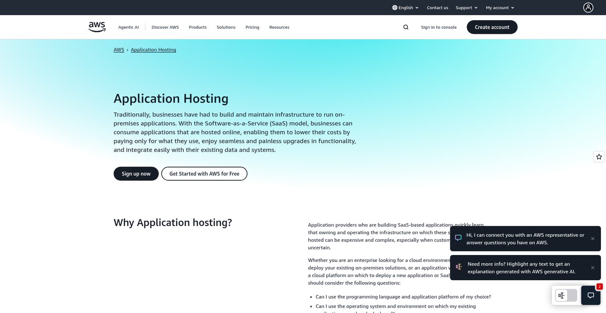 Application Hosting Screenshot