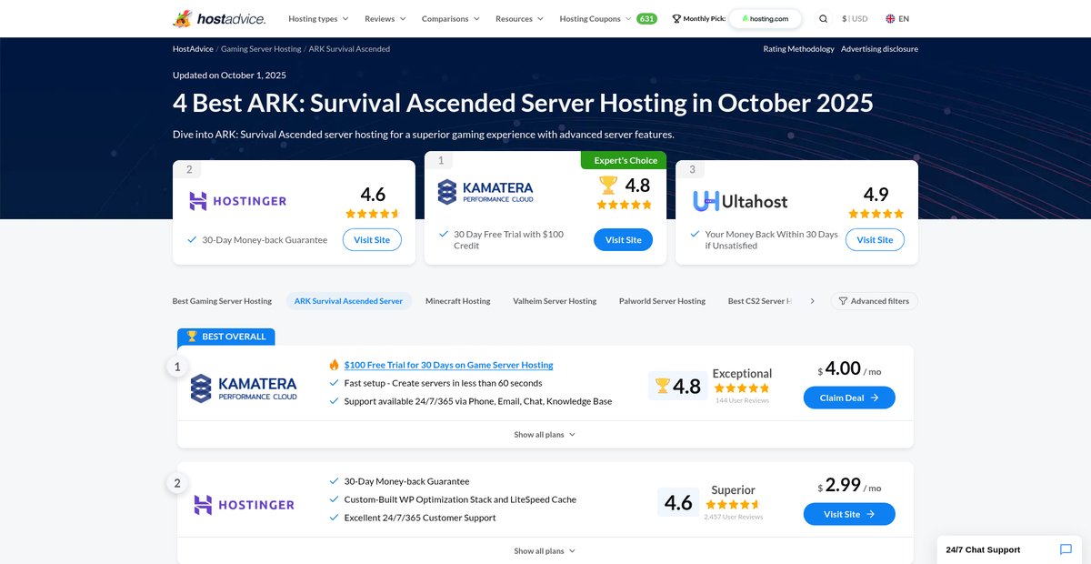 Top 5 Ark Server Hosting (Aug 2025) Screenshot