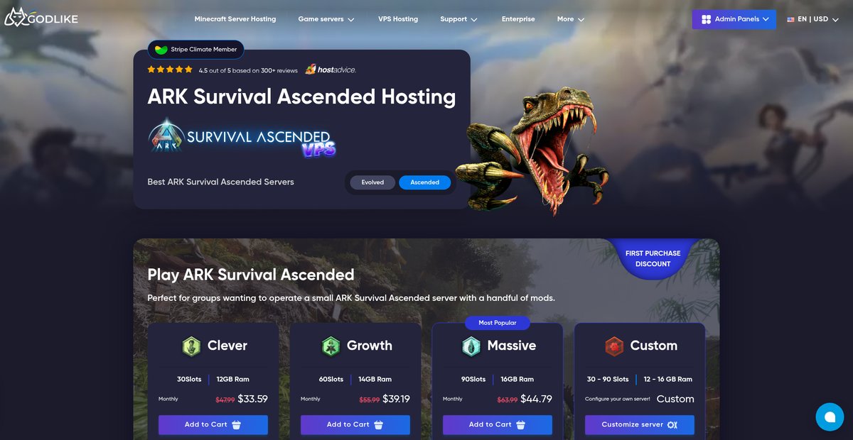 Best ARK Survival Ascended Server Hosting - Godlike Screenshot