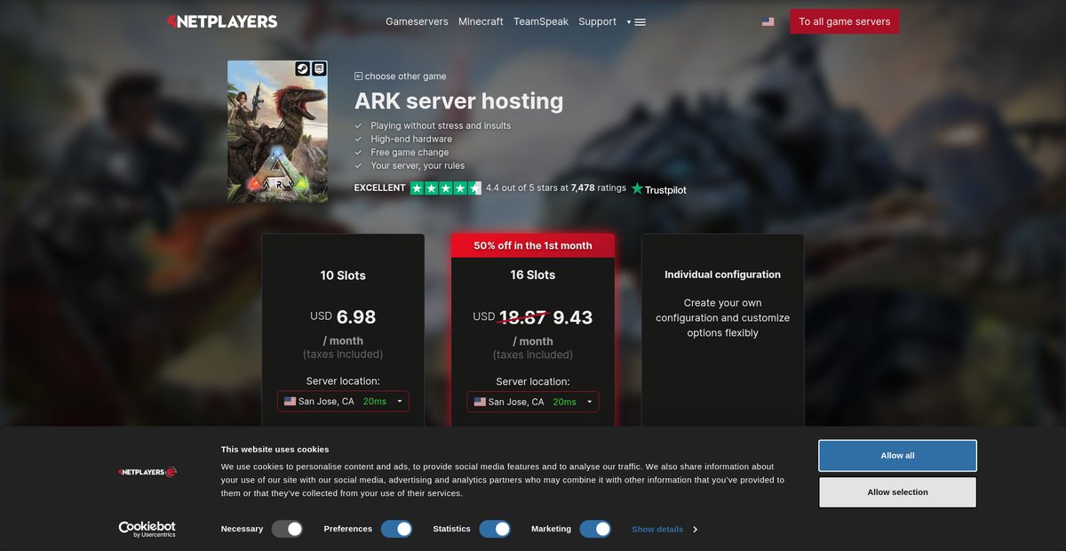 ARK Server Hosting for PC | from USD6.48/month Screenshot