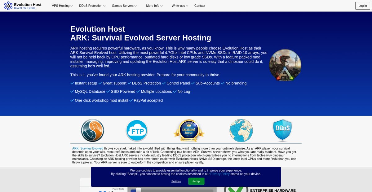 ARK: Survival Evolved Hosting | High performance DDoS Protected ARK Hosting Screenshot