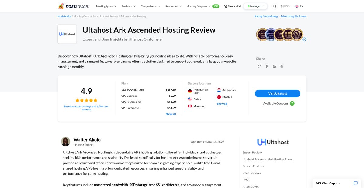 Ultahost Ark Ascended Hosting Review: A Dependable Hosting Solution Screenshot