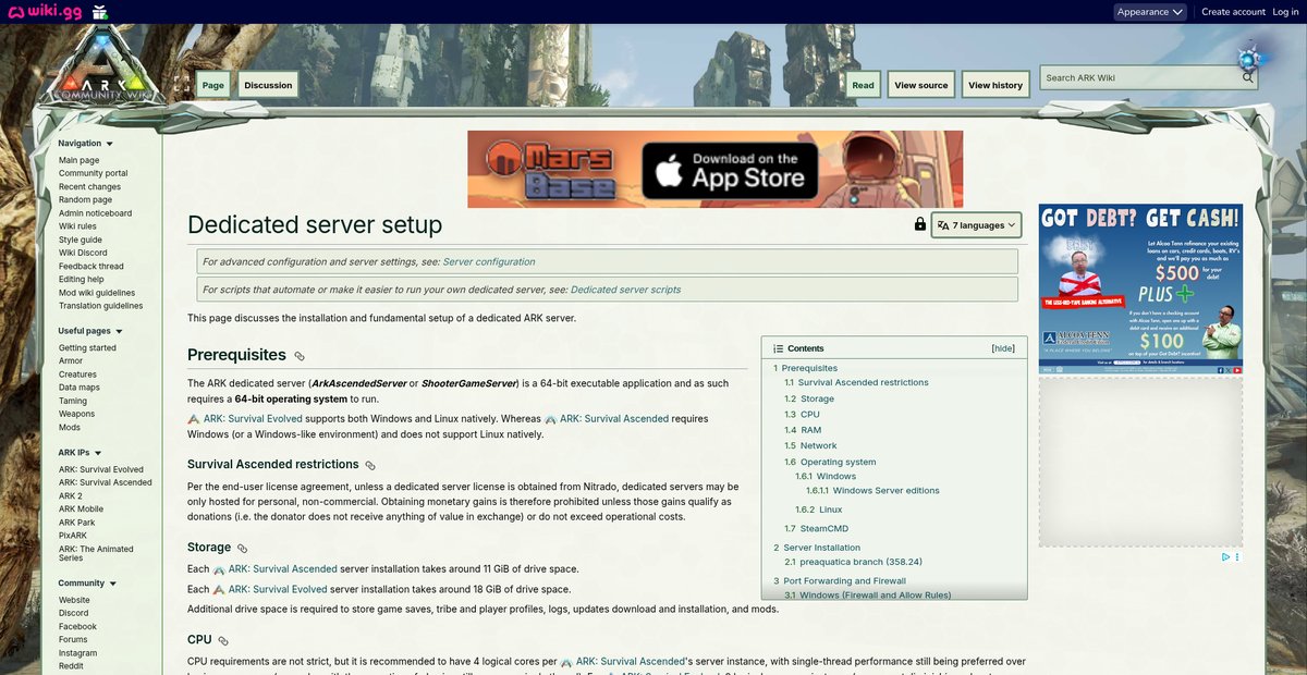 Dedicated server setup - ARK Official Community Wiki Screenshot