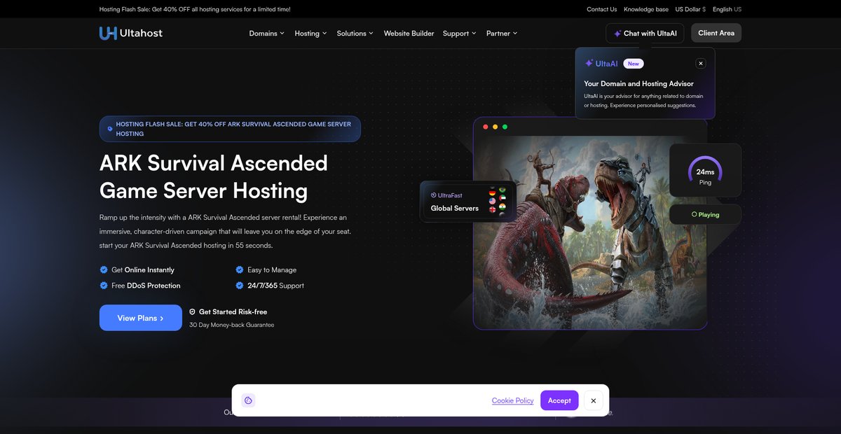 Best ARK Survival Ascended Game Server Hosting - Ultahost Screenshot