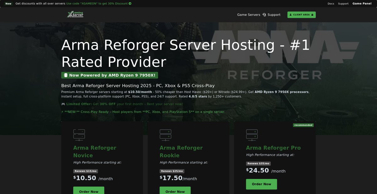 Arma Reforger Server Hosting - #1 Rated Provider Screenshot