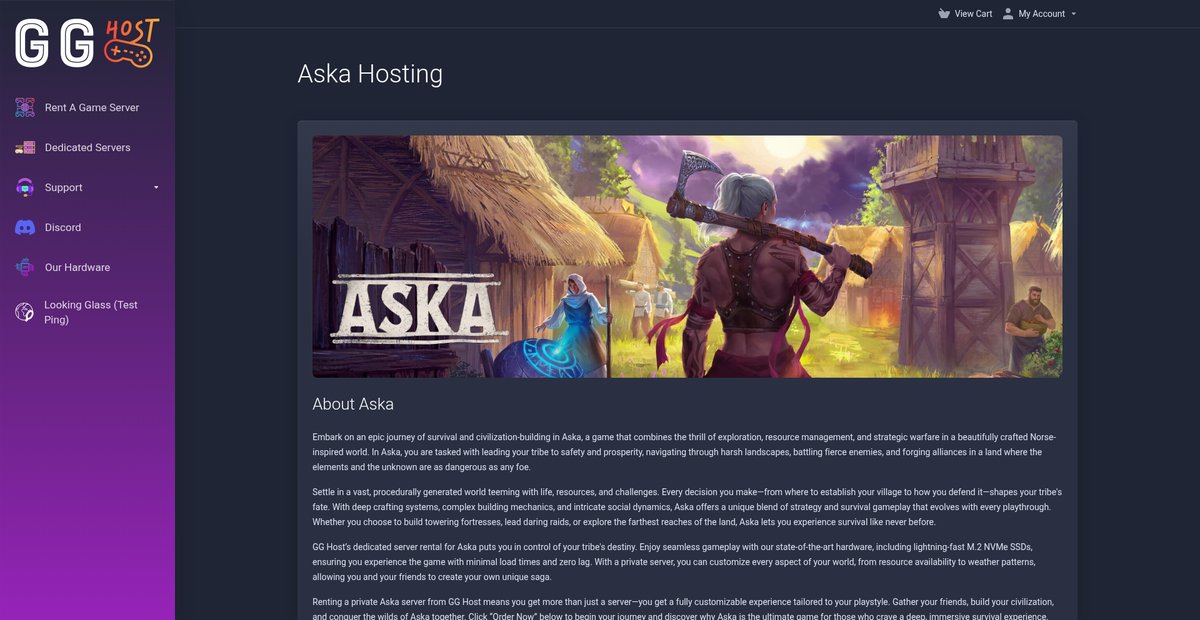 Aska Hosting Screenshot