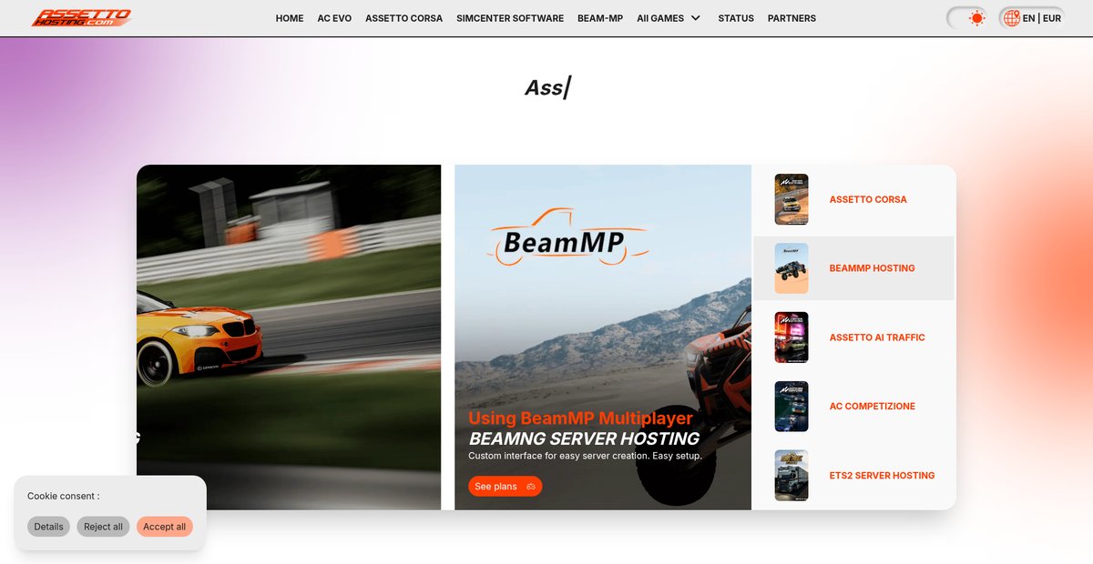 Servers for Assetto Corsa and BeamMP - Hosting made easy ... Screenshot
