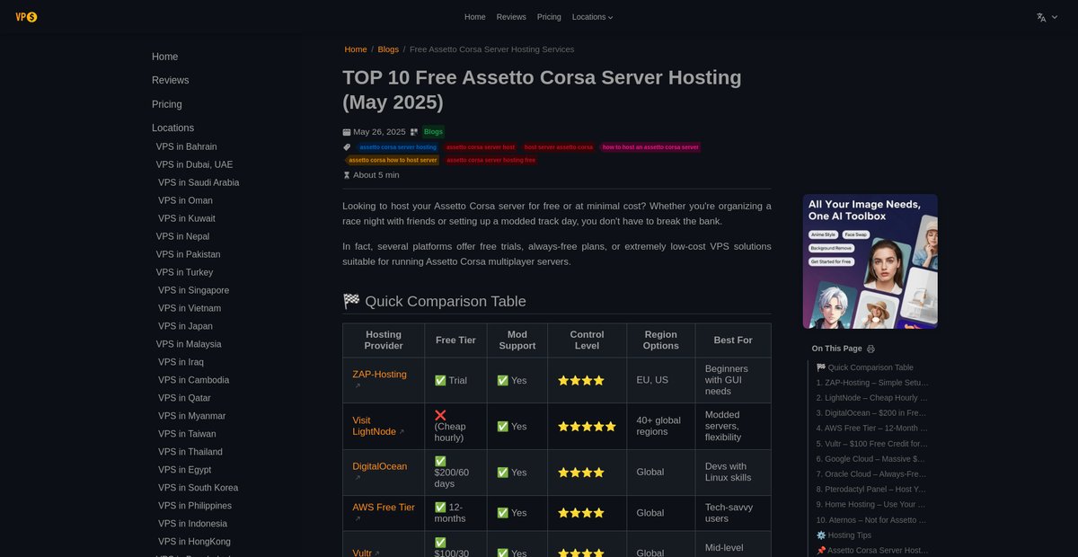 TOP 10 Free Assetto Corsa Server Hosting (May 2025) Screenshot