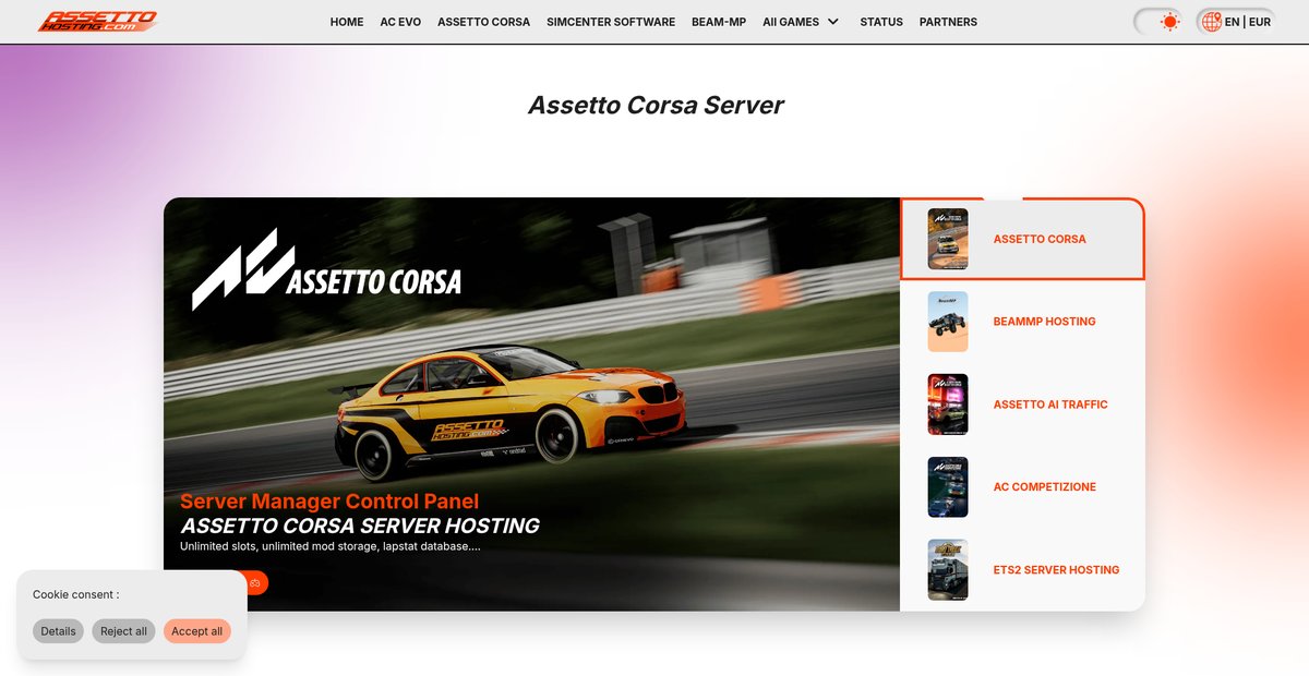 Servers for Assetto Corsa and BeamMP - Hosting made easy ... Screenshot