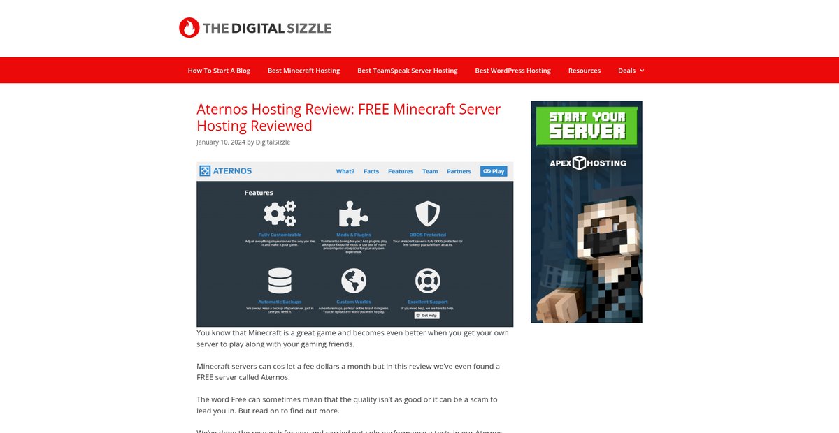 Aternos Hosting Review: FREE Minecraft Server Hosting Reviewed Screenshot