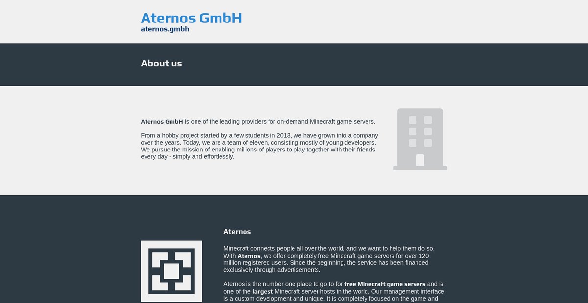 Aternos GmbH: About us Screenshot