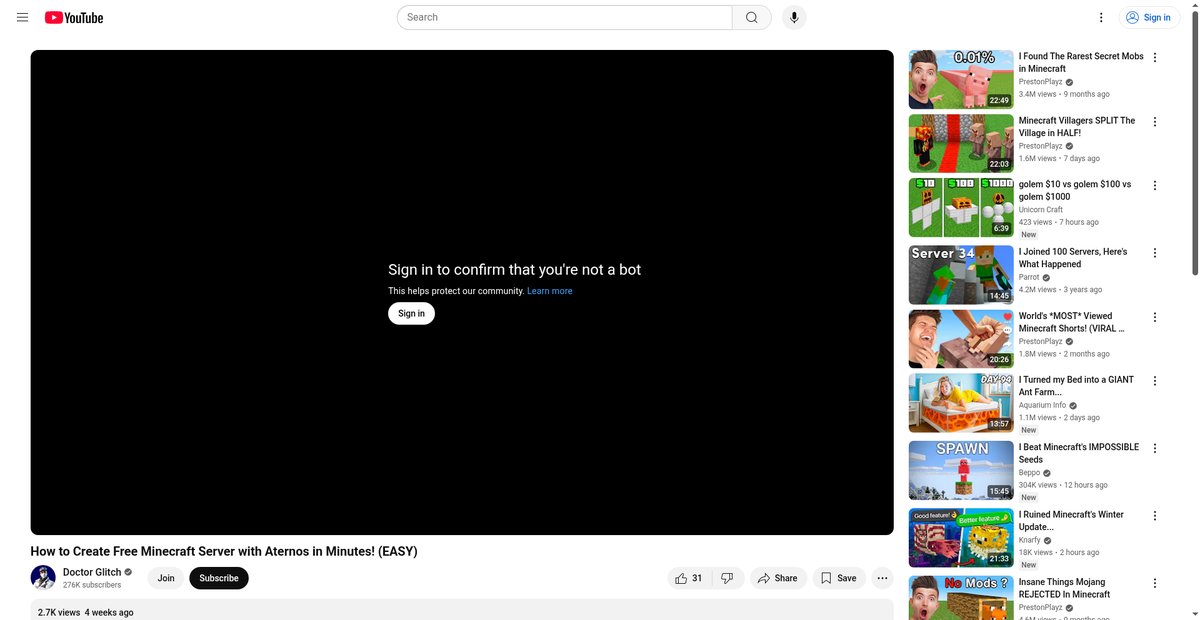 How to Create Free Minecraft Server with Aternos in ... Screenshot
