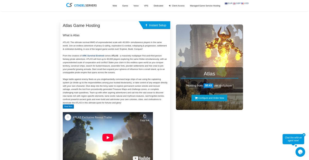 Atlas Game Server Hosting | Citadel Servers Screenshot