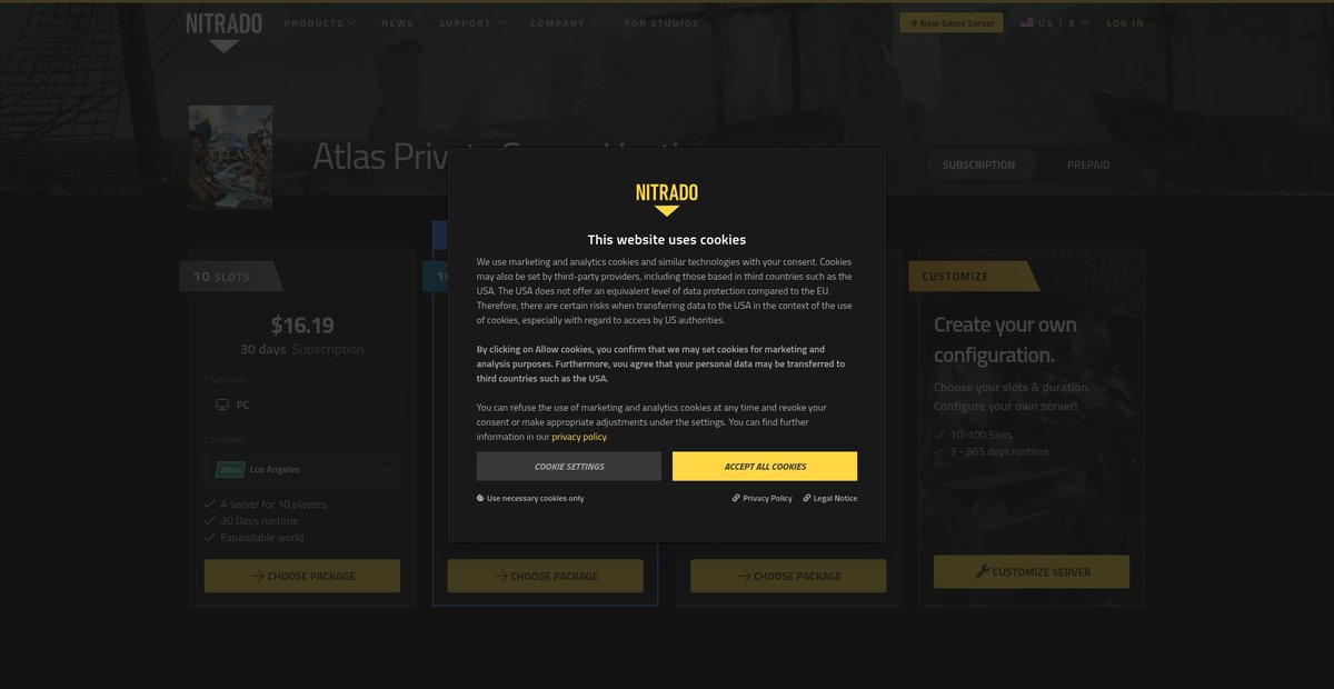 Atlas Dedicated Server Hosting Screenshot
