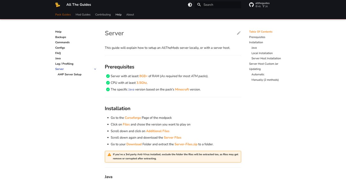 Server - All The Guides - GitHub Pages Screenshot