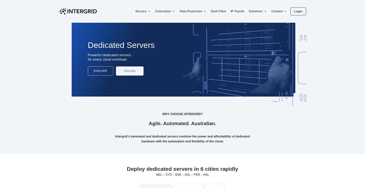 Dedicated Servers Australia | Baremetal Servers - Intergrid Screenshot