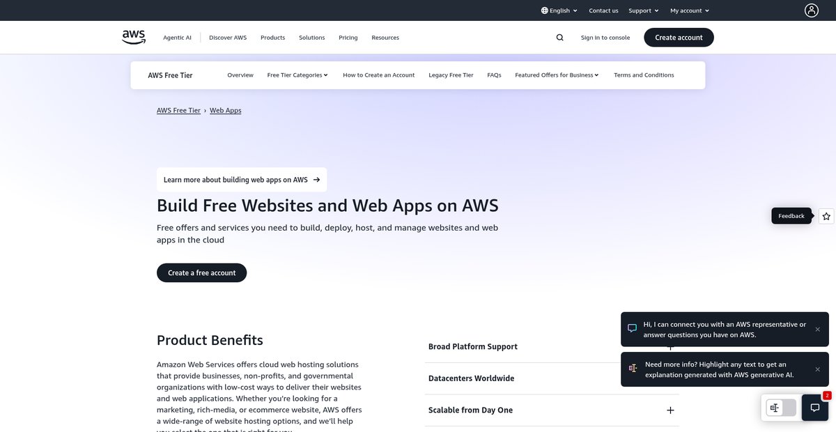 Build Free Websites and Web Apps on AWS Screenshot