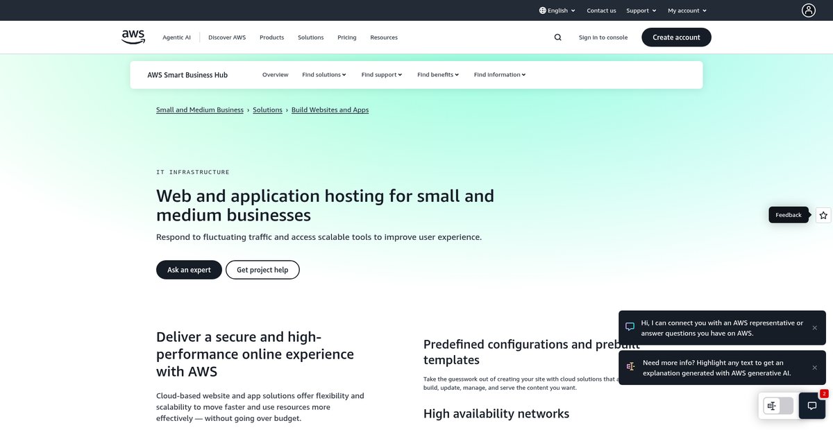 Website and App Hosting for Small and Medium Businesses Screenshot
