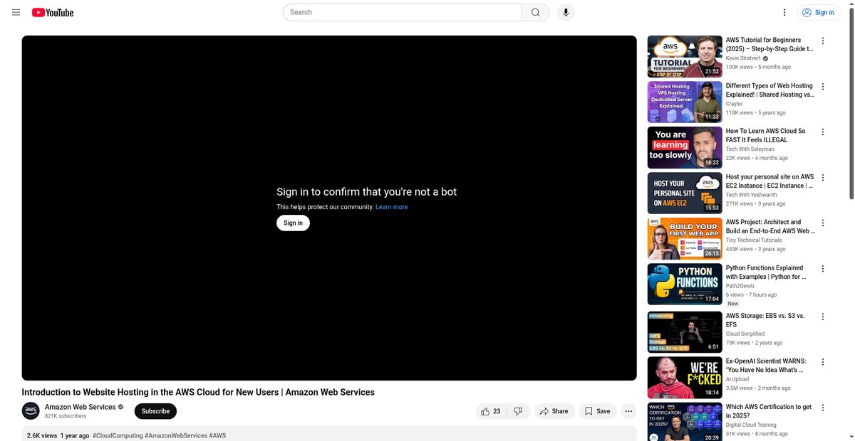 Introduction to Website Hosting in the AWS Cloud for New ... Screenshot